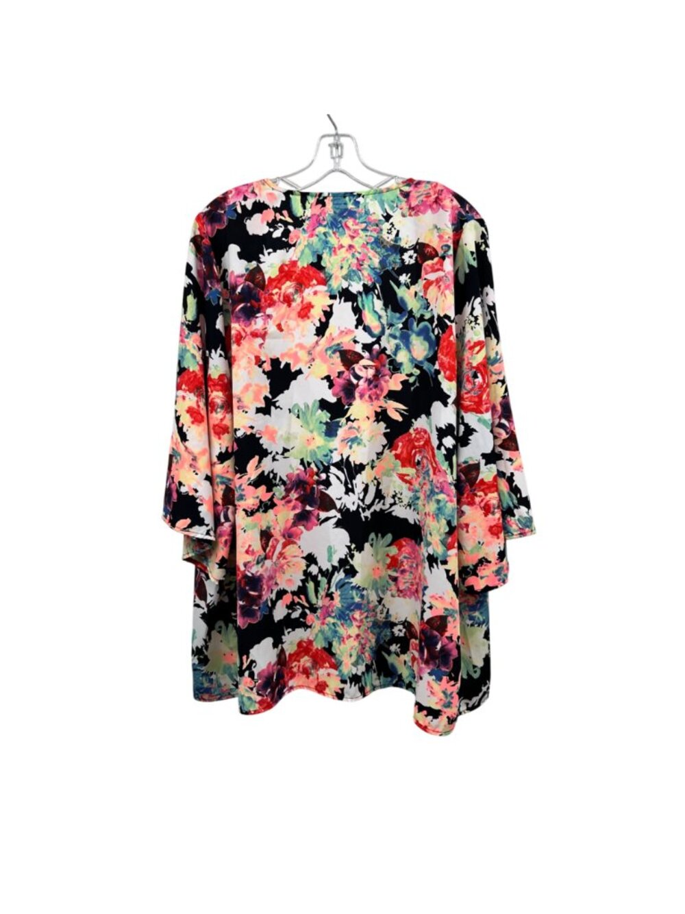 Wanna B Womens Floral Open Front Top 3/4 Sleeve Lightweight Size XL - Picture 7 of 9